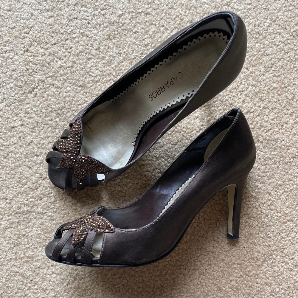 [Caparros] Satin Peep-Toe Heels